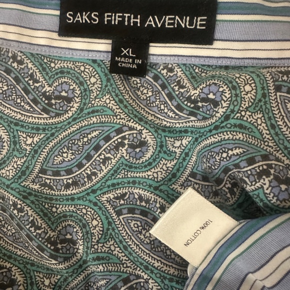 Saks Fifth Avenue Contrast Long Sleeve Shirt XL Gently worn 100% cotton - Picture 3 of 3